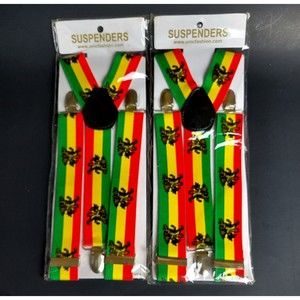 Suspenders Rasta Lion Lot 2 Color Stripe Unisex Unicfashion Halloween New Sealed